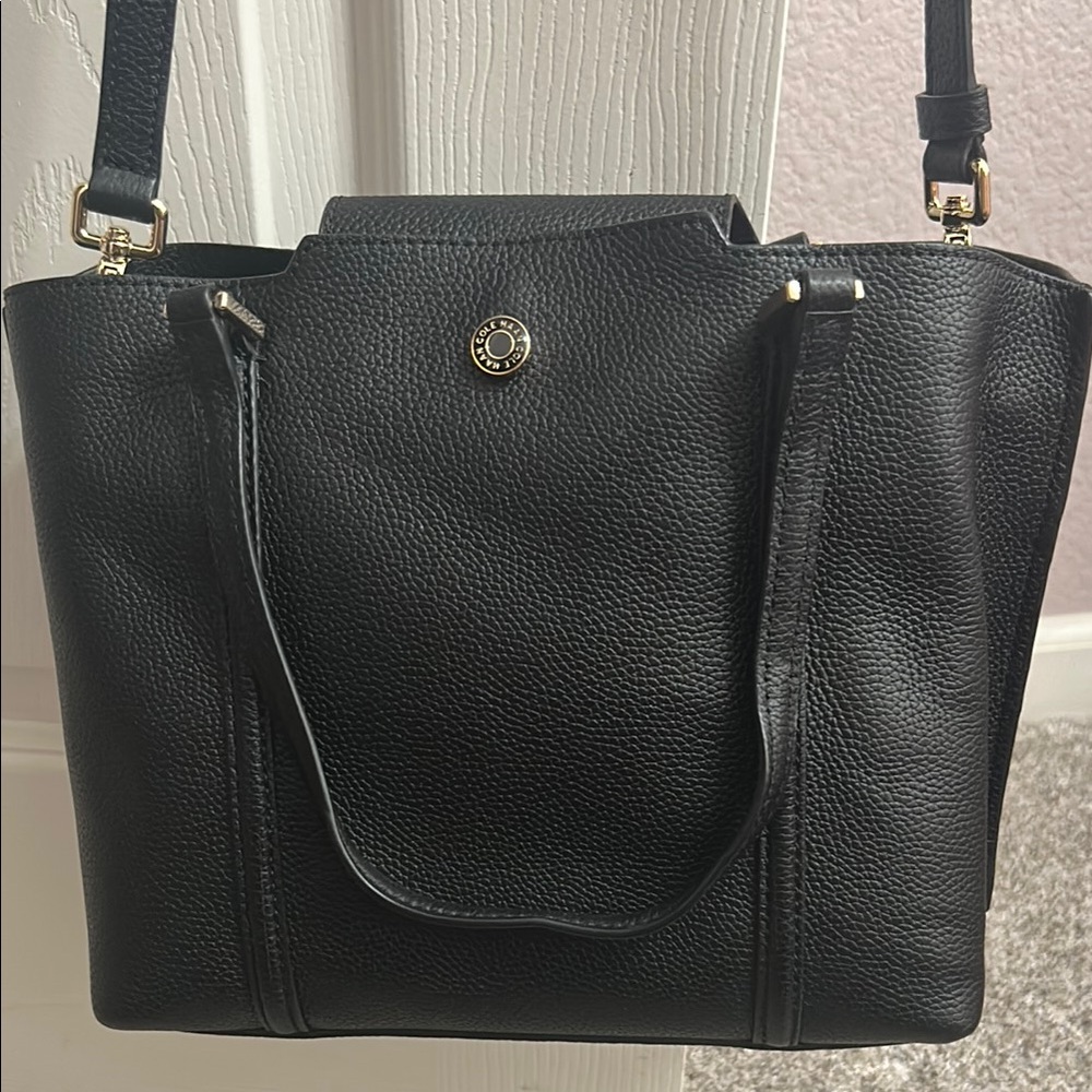 Elegant Black Leather Tote Bag